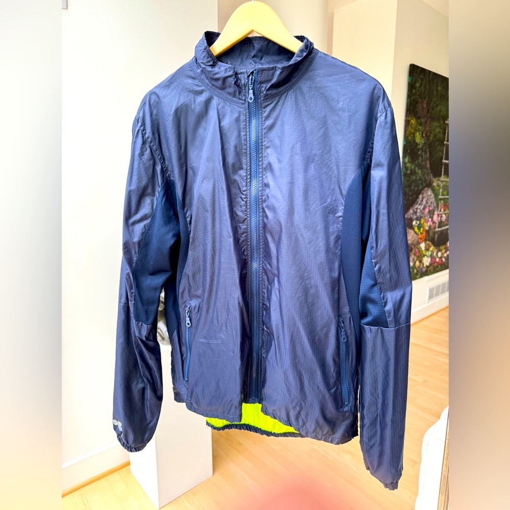 Cin-2 navy blue nylon track jacket LARGE.